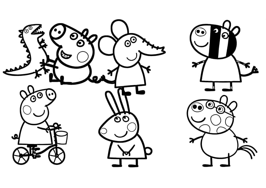 Eight characters from the cartoon